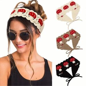 Colorful 🍄 3PC Crochet Mushrooms Headbands